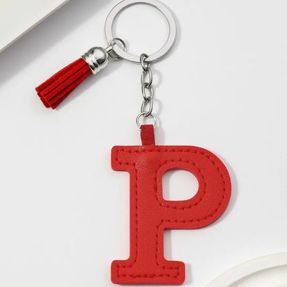 Popular A-Z Color Tassels Keychain 26 Letter Keyring Backpack Pendant Key Ring Buckle Chains for Car Moto Gift