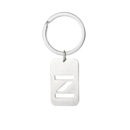 New Creative Hollowed Out 26 Letter Keychain Brushed Military Brand Pendants  Key Ring Buckle Chains Car Motorcyler Keyring Gift