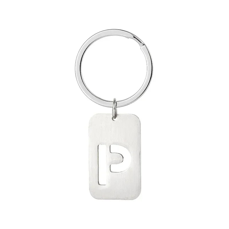 New Creative Hollowed Out 26 Letter Keychain Brushed Military Brand Pendants  Key Ring Buckle Chains Car Motorcyler Keyring Gift