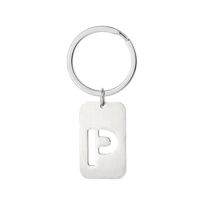 New Creative Hollowed Out 26 Letter Keychain Brushed Military Brand Pendants  Key Ring Buckle Chains Car Motorcyler Keyring Gift