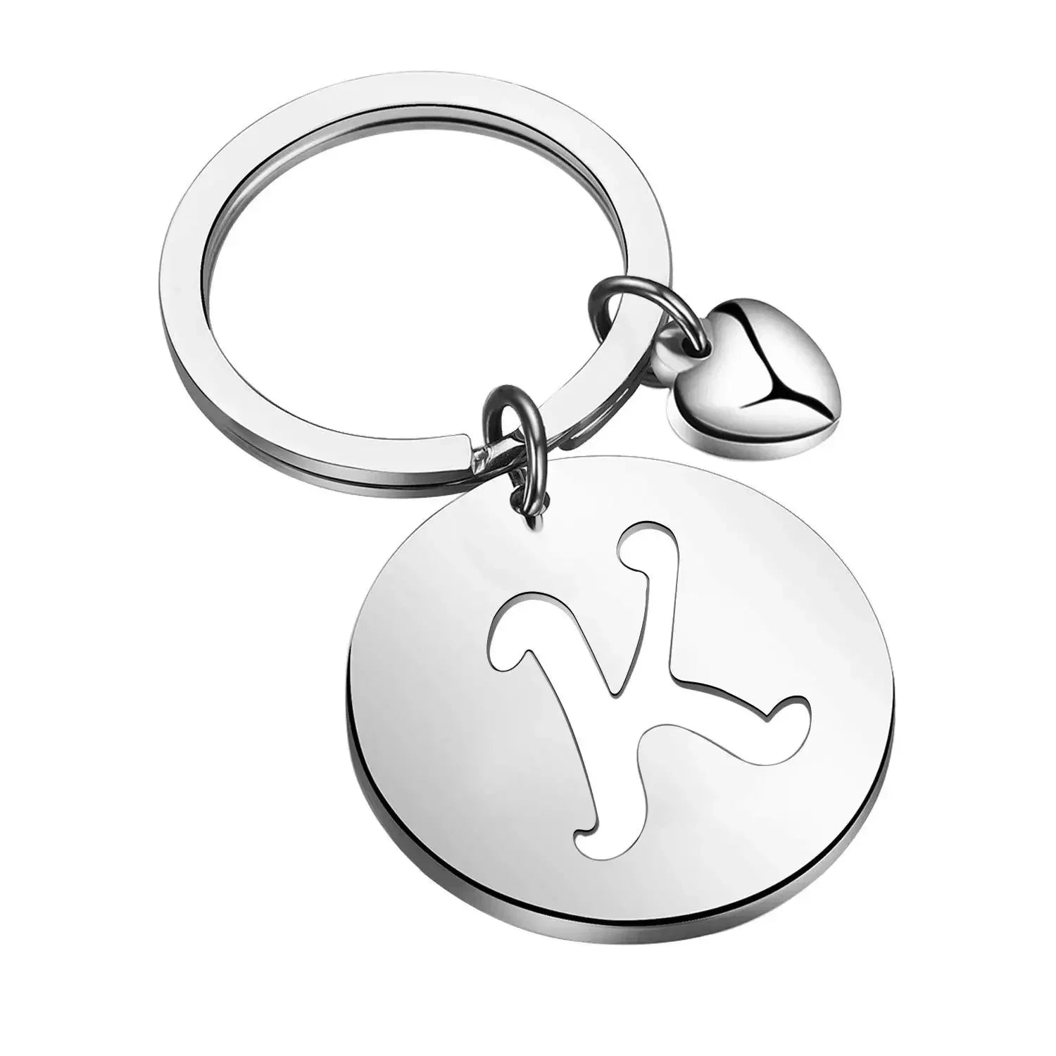 1PCS/2PCS Popular A-Z  Round Brand Stainless Steel Keychain 26 Letter Keyring  Pendant Key Ring Buckle Chains for Car Moto Gift
