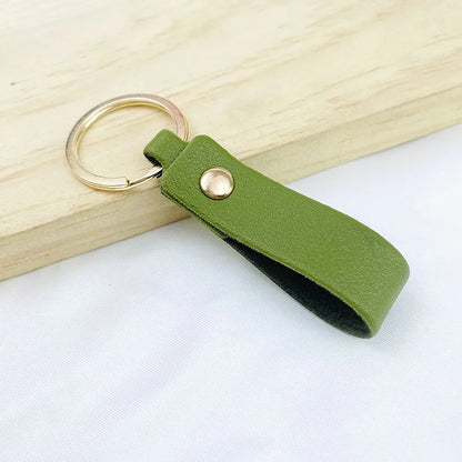 Creative Simple Solid Color PU Short Leather Keychain Customized Name Logo Text Keyring Car Moto Pendant Key Chain Ring Gift