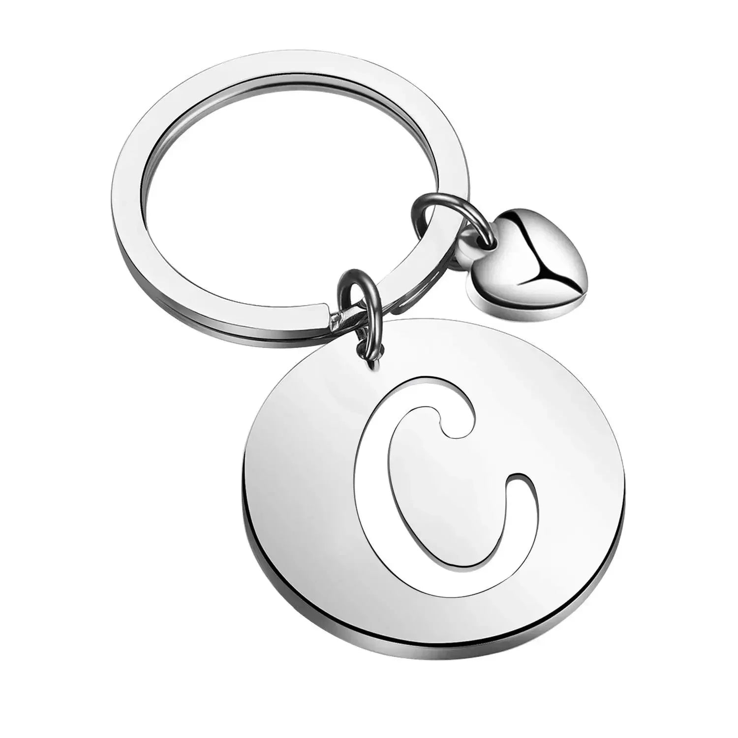 1PCS/2PCS Popular A-Z  Round Brand Stainless Steel Keychain 26 Letter Keyring  Pendant Key Ring Buckle Chains for Car Moto Gift