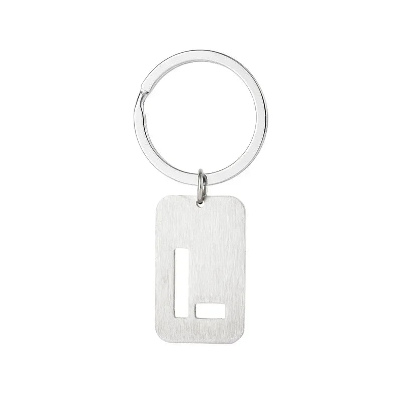 New Creative Hollowed Out 26 Letter Keychain Brushed Military Brand Pendants  Key Ring Buckle Chains Car Motorcyler Keyring Gift