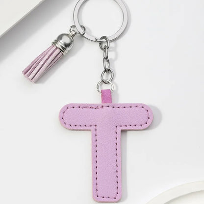 Popular A-Z Color Tassels Keychain 26 Letter Keyring Backpack Pendant Key Ring Buckle Chains for Car Moto Gift