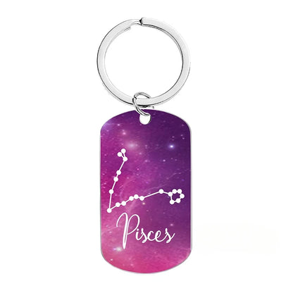 New Custom Text Name Metal Stainless Steel Keychain Car Moto Constellation Keyring Motorcycle Pendant Key Chain Ring Gift