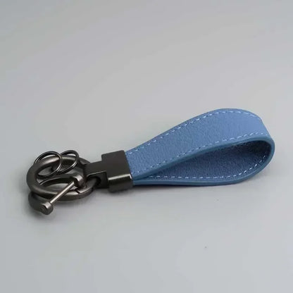 Custom Logo Name Luxury Genuine Leather Keychain Plaid  Colors Women Men Keyring Black Buckle Car Moto Key Ring Chain Gift
