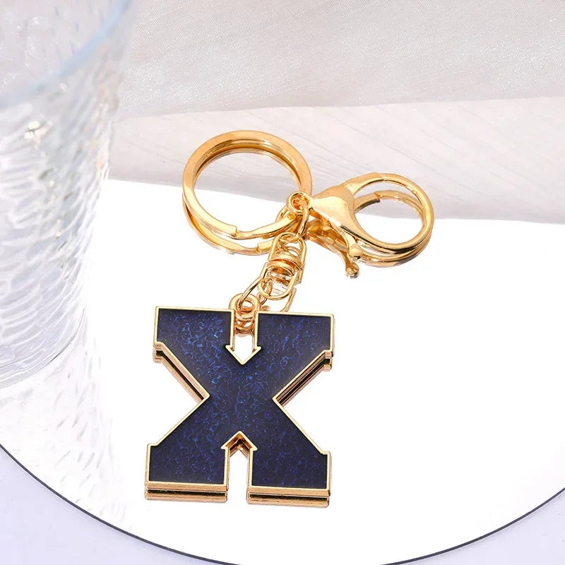 Fashion Bag Pendant Keychain A-Z Initials Keyring for Couples Metal Pendant DIY Gift for Men Women 26 Alphabet Accessories Gift