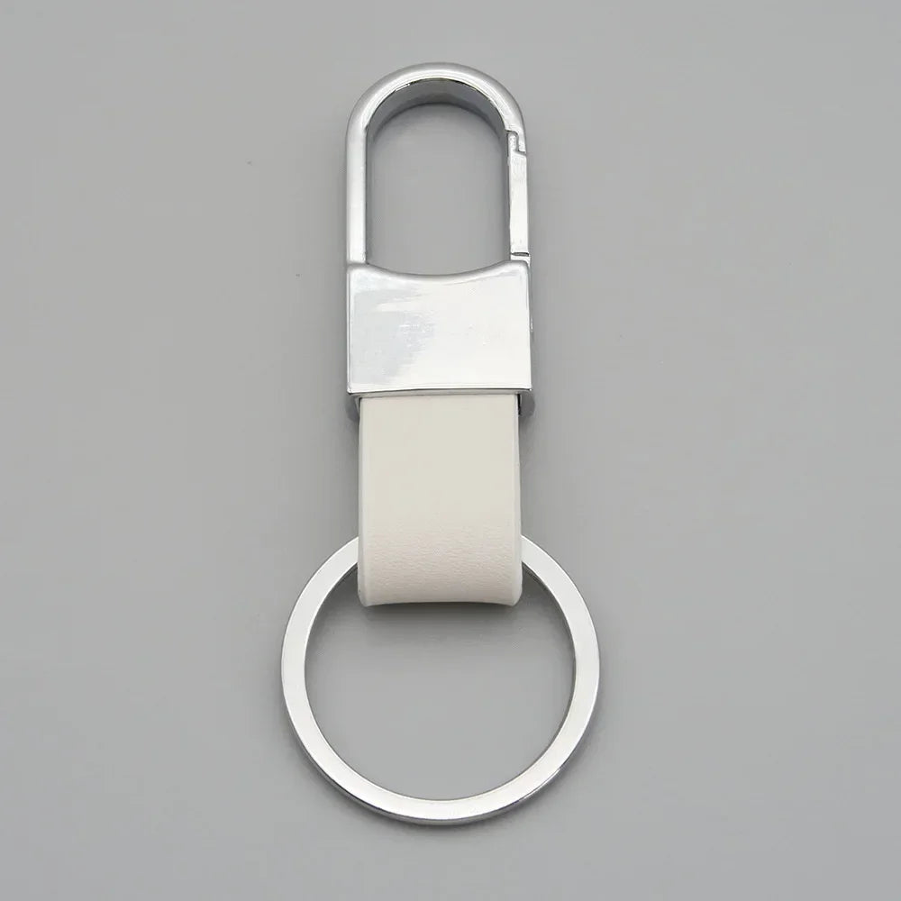 Custom Logo Name Simplicity Matte Finish Metal Leather Keychain with Laser Engraved Keyring Key Ring Chains  Creative for Gif