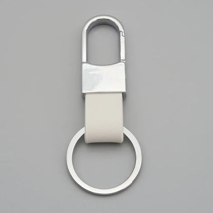 Custom Logo Name Simplicity Matte Finish Metal Leather Keychain with Laser Engraved Keyring Key Ring Chains  Creative for Gif