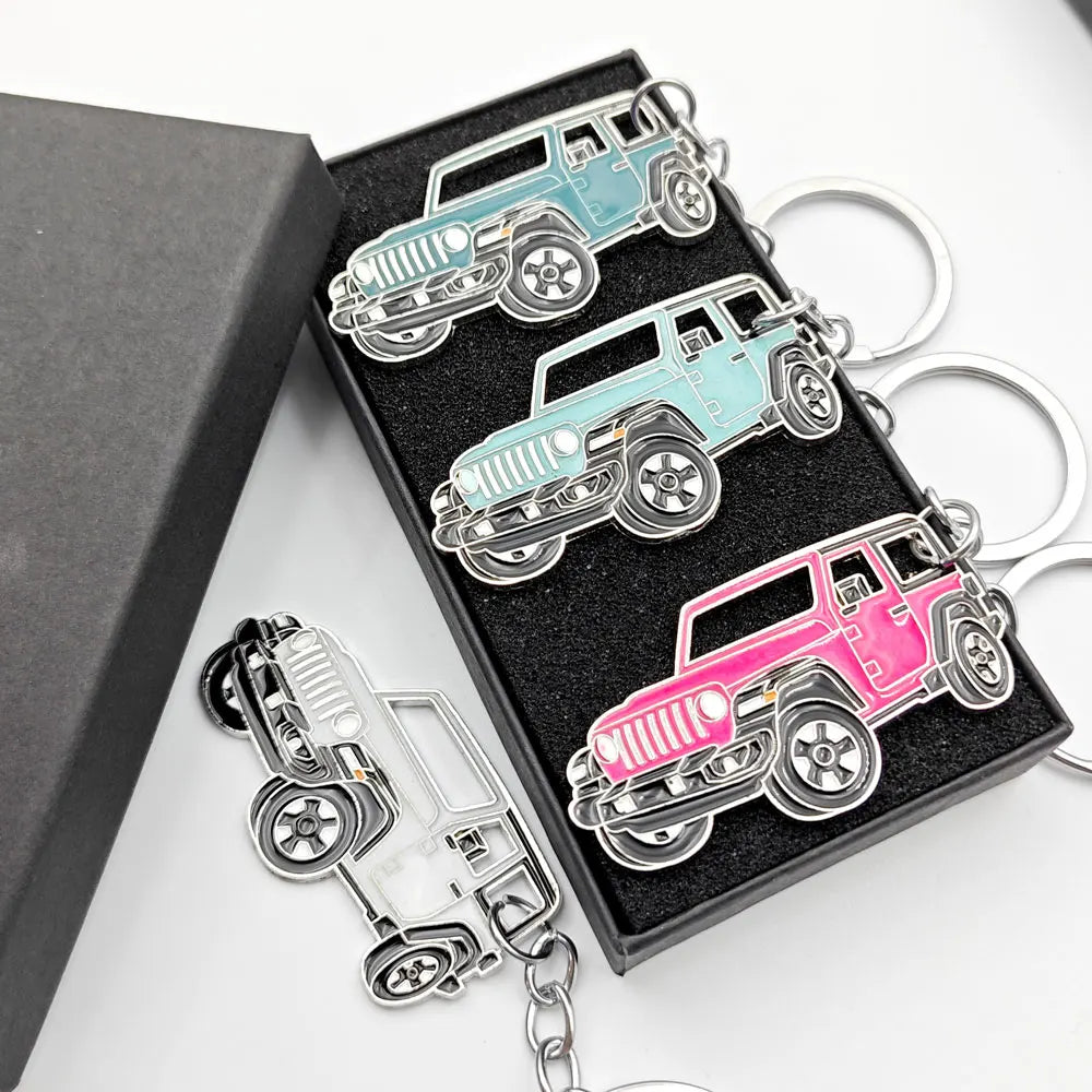 Originality Off-road Vehicle Enthusiast Keychain Metal SUV Car Pendant Keyring Creative Anti-Lost Backpack Key Chain Ring Gift