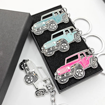 Originality Off-road Vehicle Enthusiast Keychain Metal SUV Car Pendant Keyring Creative Anti-Lost Backpack Key Chain Ring Gift