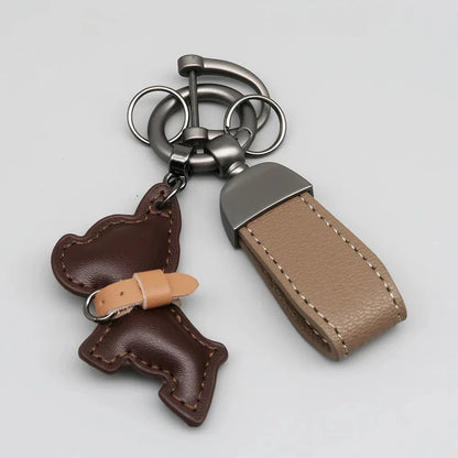 Custom Name Metal Leather Dog Keychain Pendant Moto Car Keyring Laser Engrave Text Cartoon Key Ring Chain Gift