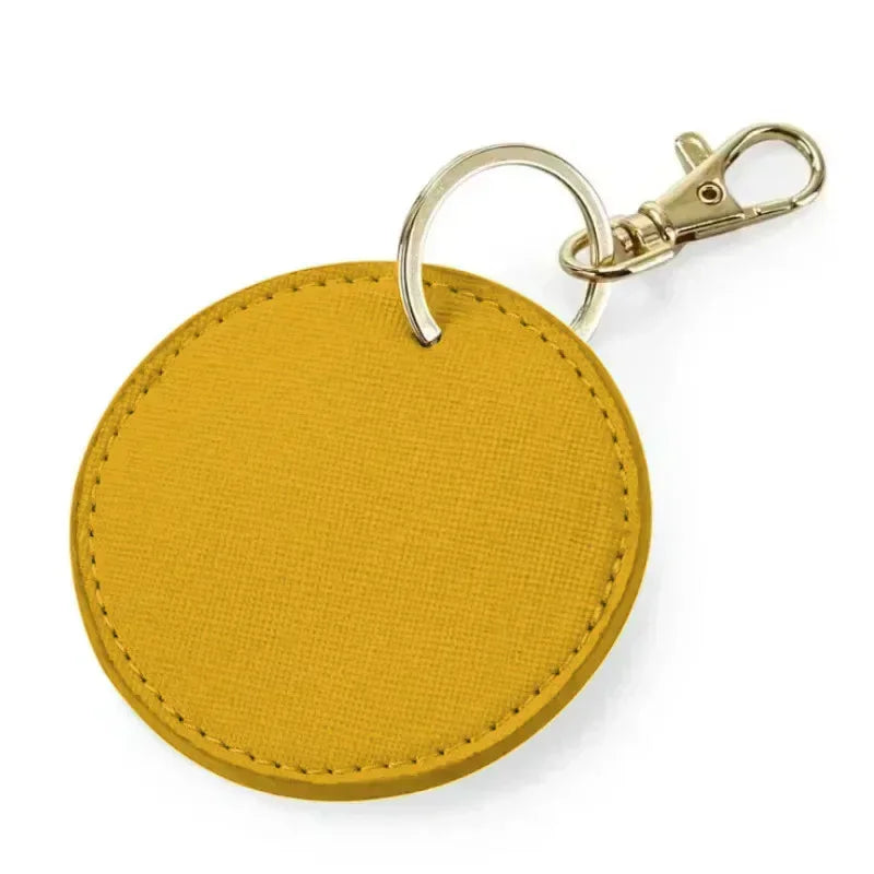Custom LOGO Name Personalized Round Leather Keychain Clip UV Printing Color Key Ring Chain Carving Pendant Bag Keyring Gift