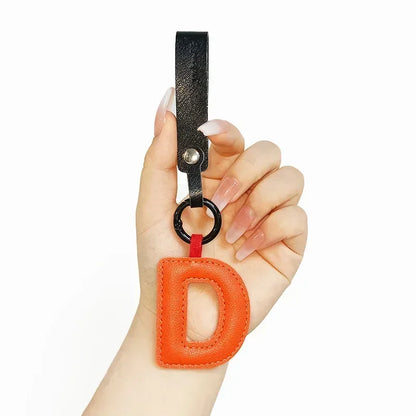 A To Z Alphabet PU Leather Fashion Keychain Charms 26 Initial Letter Keyring Candy Color Phone Pendant Car Key Chain Ring Gift