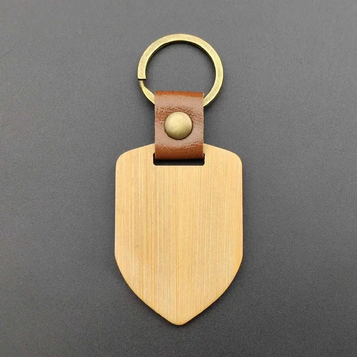 Custom Logo Name Wood Leather Keychain Shield House Circle Rectangle Keyring Key Chain Ring Individualization Originality Gift