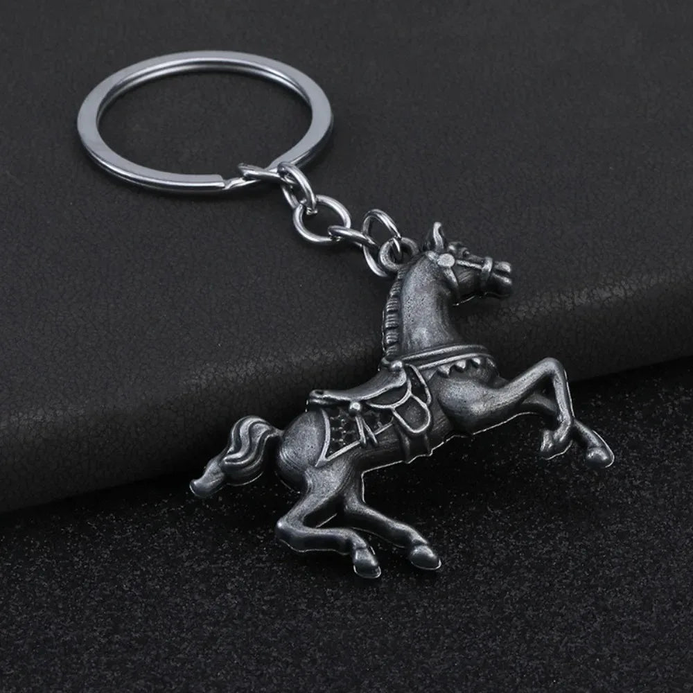 Personalization Originality Keychain 3D Three-dimensional War-horse Pendant Keyring Backpack Metal Badge Key Chain Ring Gift
