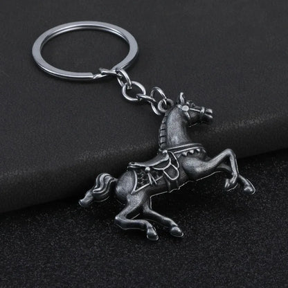 Personalization Originality Keychain 3D Three-dimensional War-horse Pendant Keyring Backpack Metal Badge Key Chain Ring Gift