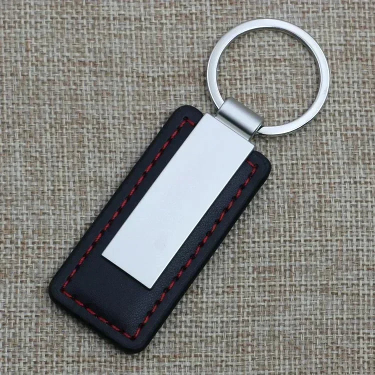 Metal Stainless Steel Leather Car Moto Keychain Men and Women Keyring Custom Laser Engraving Name Logo Key Chain Ring Gift