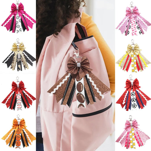 Originality Silk Ribbon Cloth Butterfly Keychain Flower Cheerleaders Keyring for Woman Pendant Backpack Key Ring Chain Gift