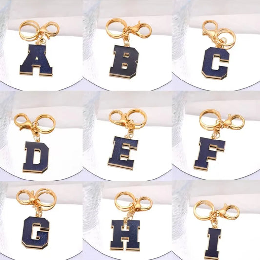 Fashion Bag Pendant Keychain A-Z Initials Keyring for Couples Metal Pendant DIY Gift for Men Women 26 Alphabet Accessories Gift