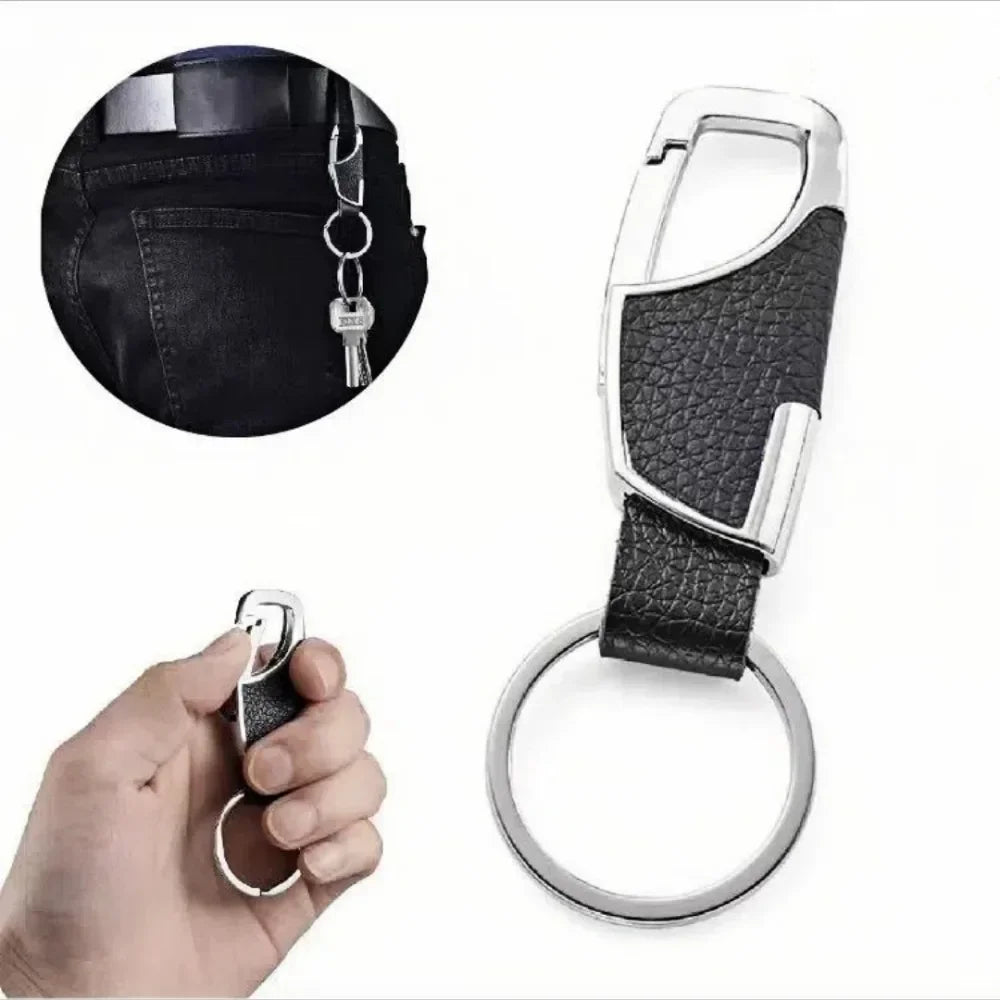 1/4PCS Personalized Leather Splicing Waist Hanging Car Keychain Metal Key Ring Chain Motorcycle Keyring Accessories for Man Gift