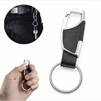 1/4PCS Personalized Leather Splicing Waist Hanging Car Keychain Metal Key Ring Chain Motorcycle Keyring Accessories for Man Gift