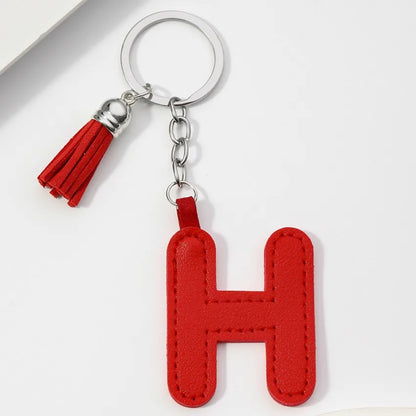 Popular A-Z Color Tassels Keychain 26 Letter Keyring Backpack Pendant Key Ring Buckle Chains for Car Moto Gift