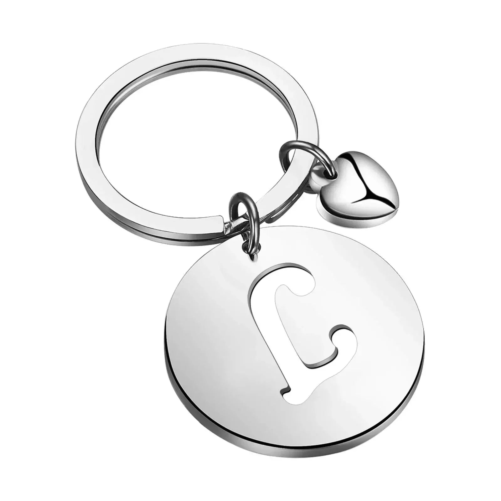 1PCS/2PCS Popular A-Z  Round Brand Stainless Steel Keychain 26 Letter Keyring  Pendant Key Ring Buckle Chains for Car Moto Gift