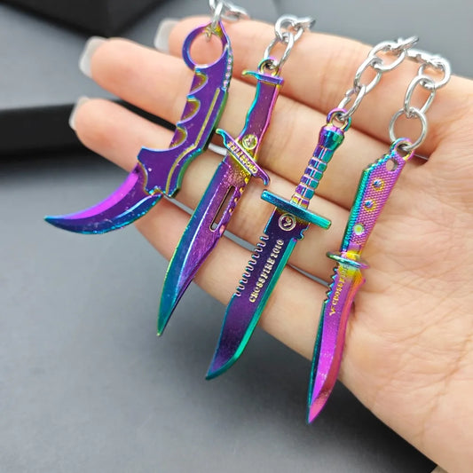 Ornaments Metal Keychain Military Enthusiasts Claw Knife Tactical Dagger Keyring Game Peripheral Pendant Key Chain Ring Gift