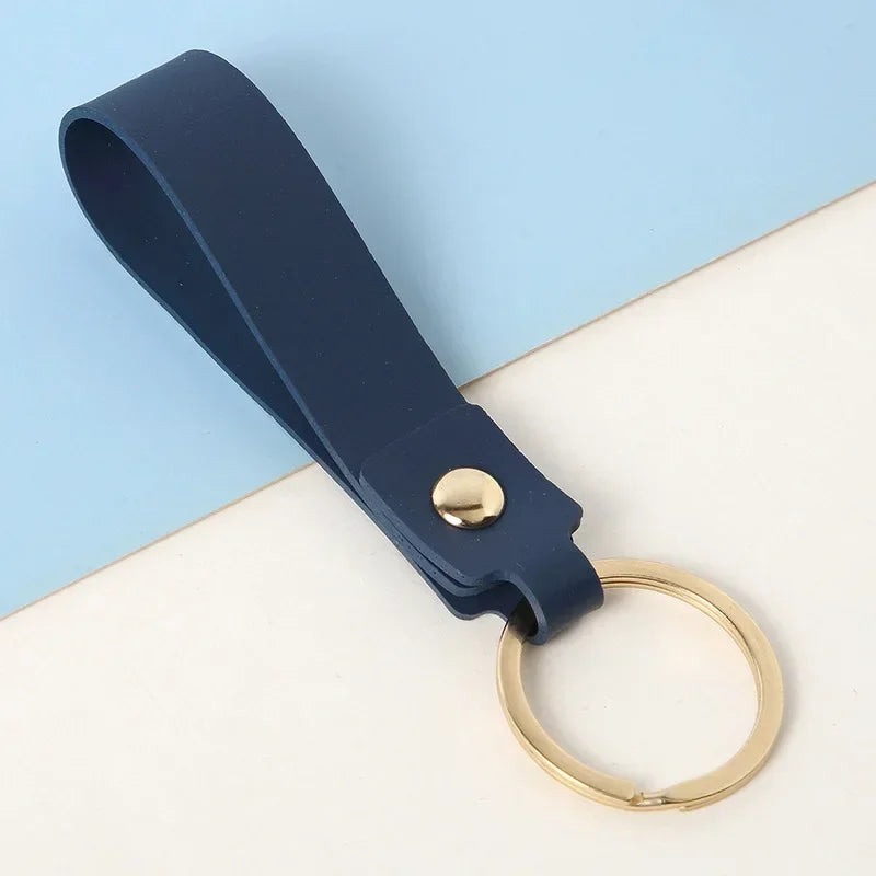 Fashion Personality PU Keychain Metal Cowhide Custom Name Keyring Motorcycle Car Hanging Rope DIY Manual Key Ring Chain Gift