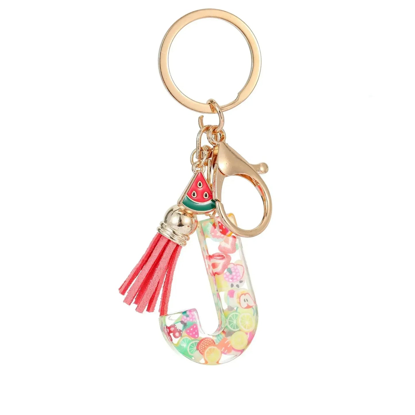 Personalized A-Z Key Ring Buckle Chains Y2k New Fruit Resin Keychain 26 Letter Pendant Fresh Cute Keyring Alphabet Initial Gift