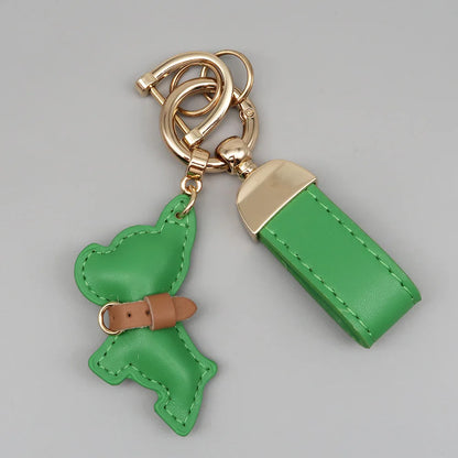 Custom Name Metal Leather Dog Keychain Pendant Moto Car Keyring Laser Engrave Text Cartoon Key Ring Chain Gift