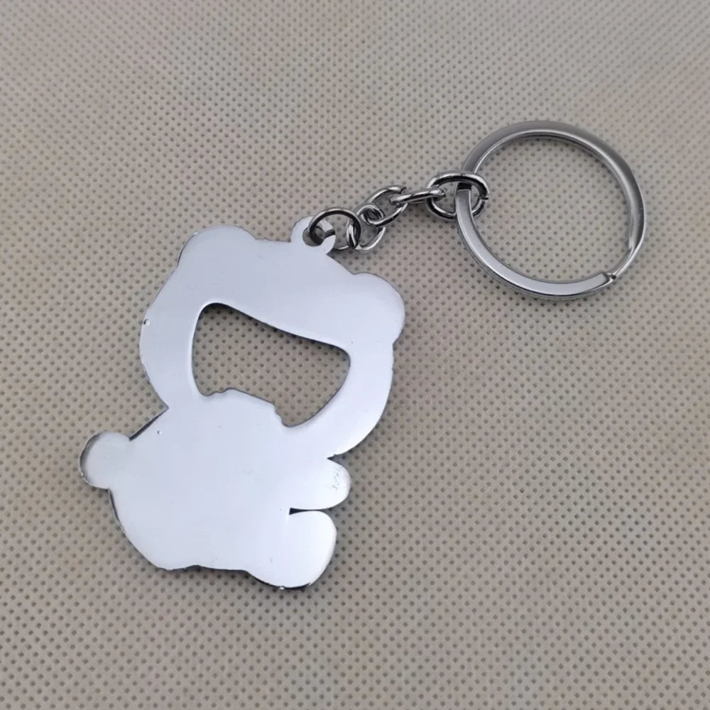 Panda Portable Beer Soda Bottle Opener Keychain Creative Metal Buckle Personality Keyring Cute Backpack Key Chain Ring Mini Gift