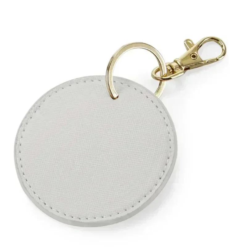 Custom LOGO Name Personalized Round Leather Keychain Clip UV Printing Color Key Ring Chain Carving Pendant Bag Keyring Gift