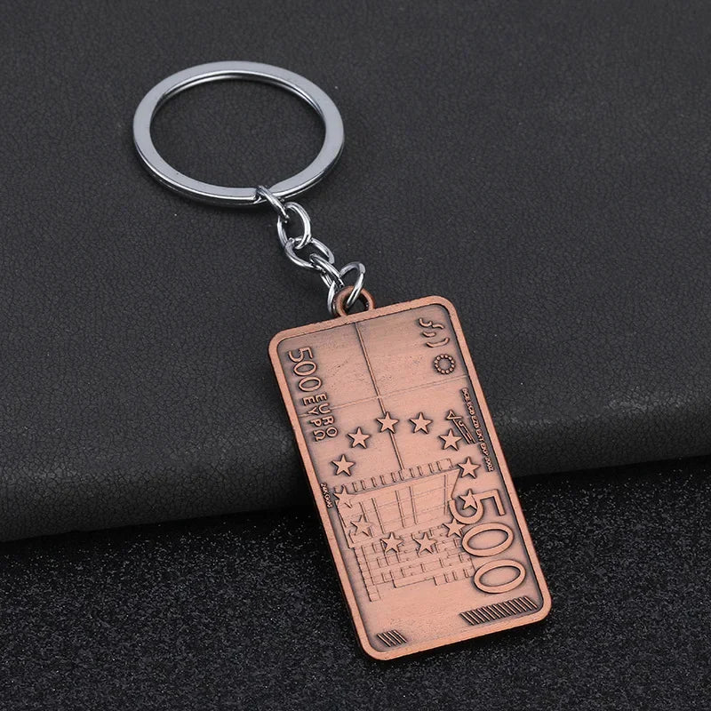 Metal Euro Style Luck Wealth Keychain Originality Pendant Personalization Keyring Car Moto Backpack Key Chain Ring Gift