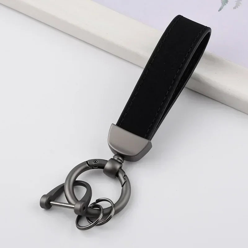 Custom Logo Name Solid Color Keychain Leather Car Business Metal Keyring Head Multi-color Optional Key Buckle Ring Chain Gift