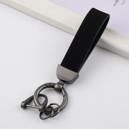 Custom Logo Name Solid Color Keychain Leather Car Business Metal Keyring Head Multi-color Optional Key Buckle Ring Chain Gift