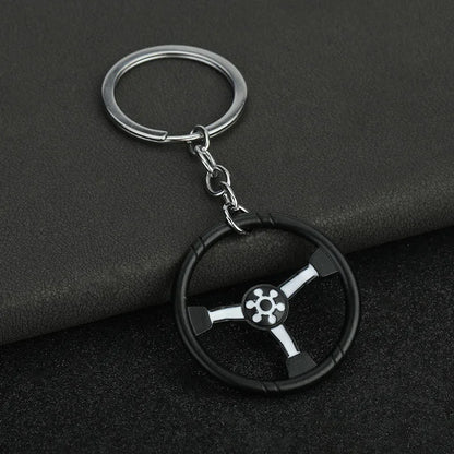 Creative Car Enthusiast Mini Metal Cute Keychain Auto Steering Wheel Pendant Key Ring Accessories Personalized Keyring Gift
