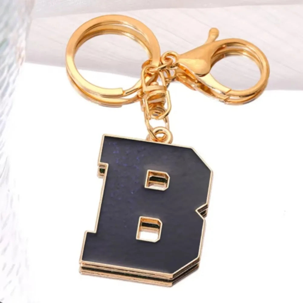 Fashion Bag Pendant Keychain A-Z Initials Keyring for Couples Metal Pendant DIY Gift for Men Women 26 Alphabet Accessories Gift