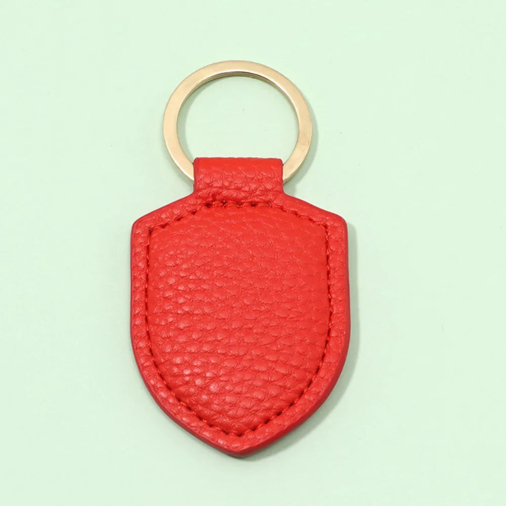 Personalized Shield Leather Keychain Custom Logo Name Commercial Creative Pendant Keyring Car Motorcycle  Key Chain Ring Gift