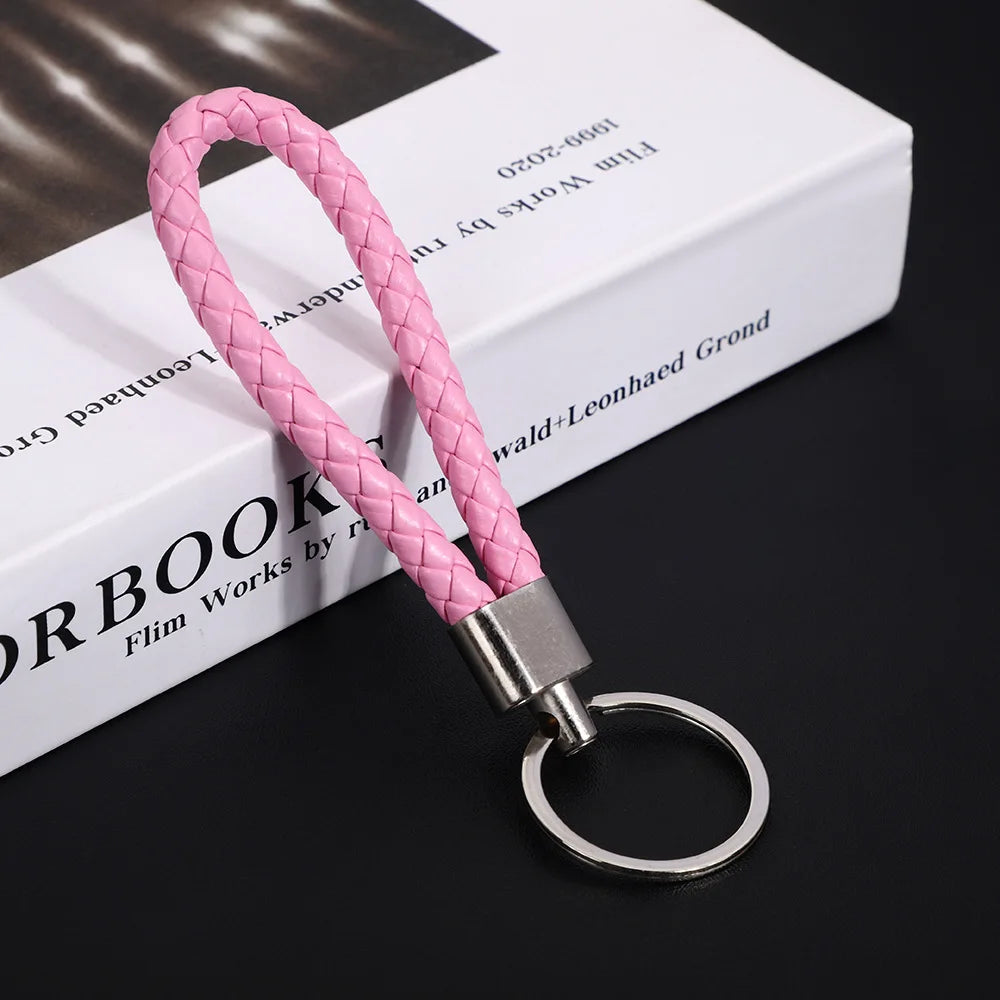 Originality PU Leather Metal Organization Rope Keychain Personality Custom Name Text Keyring Car Moto Key Ring Chain Gift