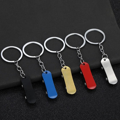 Creative Skateboard Mini Metal Cute Keychain Enthusiast Skate Pendant Key Ring Accessories Personalized Keyring Lover Small Gift