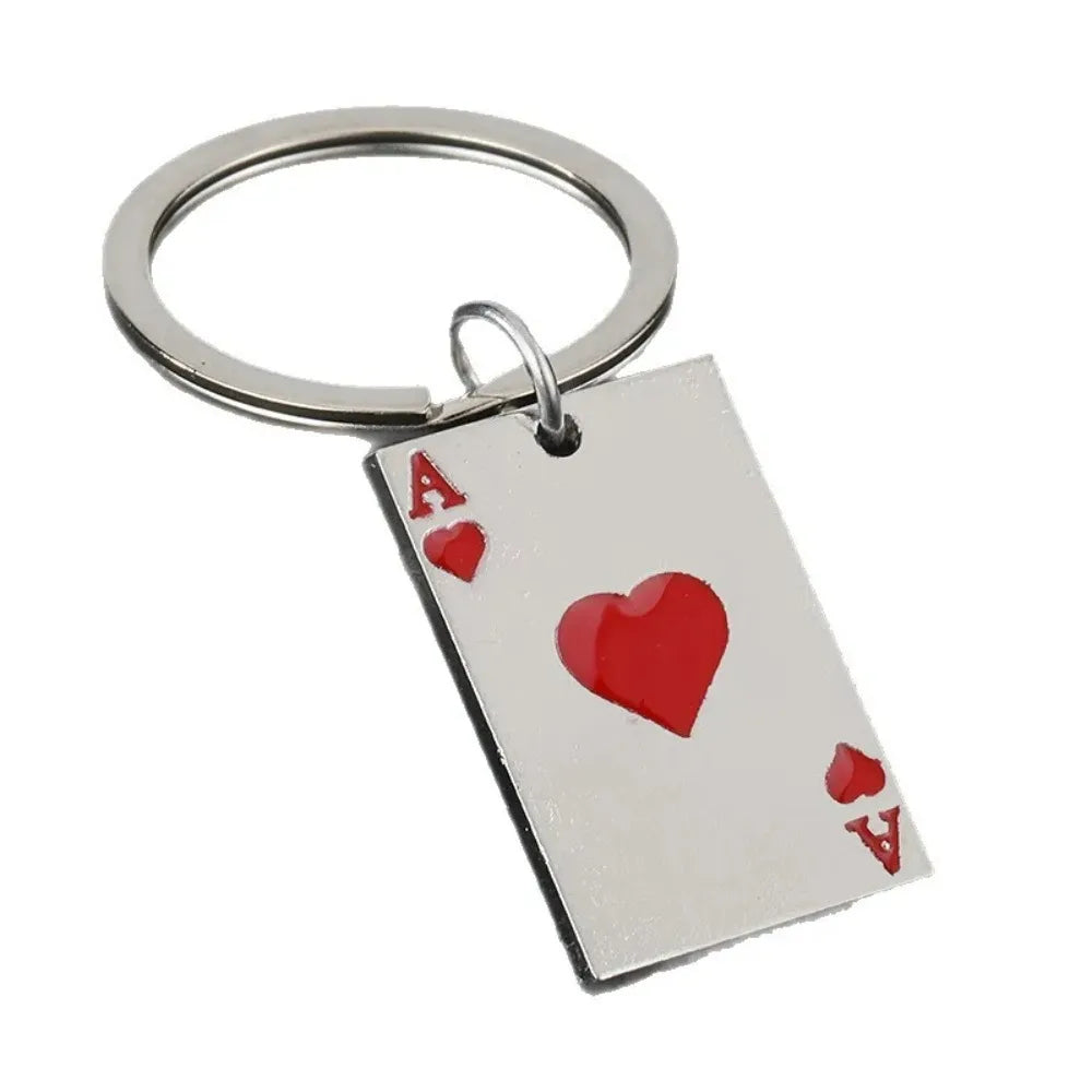 Metal Poker Spades Hearts A Keychain Backpack Pendant Originality Keyring Personalization Car Moto Luck Key Chain Ring Gift