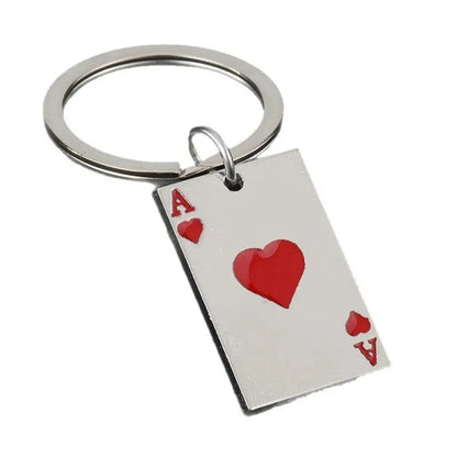 Metal Poker Spades Hearts A Keychain Backpack Pendant Originality Keyring Personalization Car Moto Luck Key Chain Ring Gift
