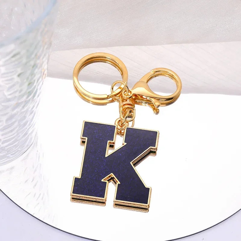 Fashion Bag Pendant Keychain A-Z Initials Keyring for Couples Metal Pendant DIY Gift for Men Women 26 Alphabet Accessories Gift