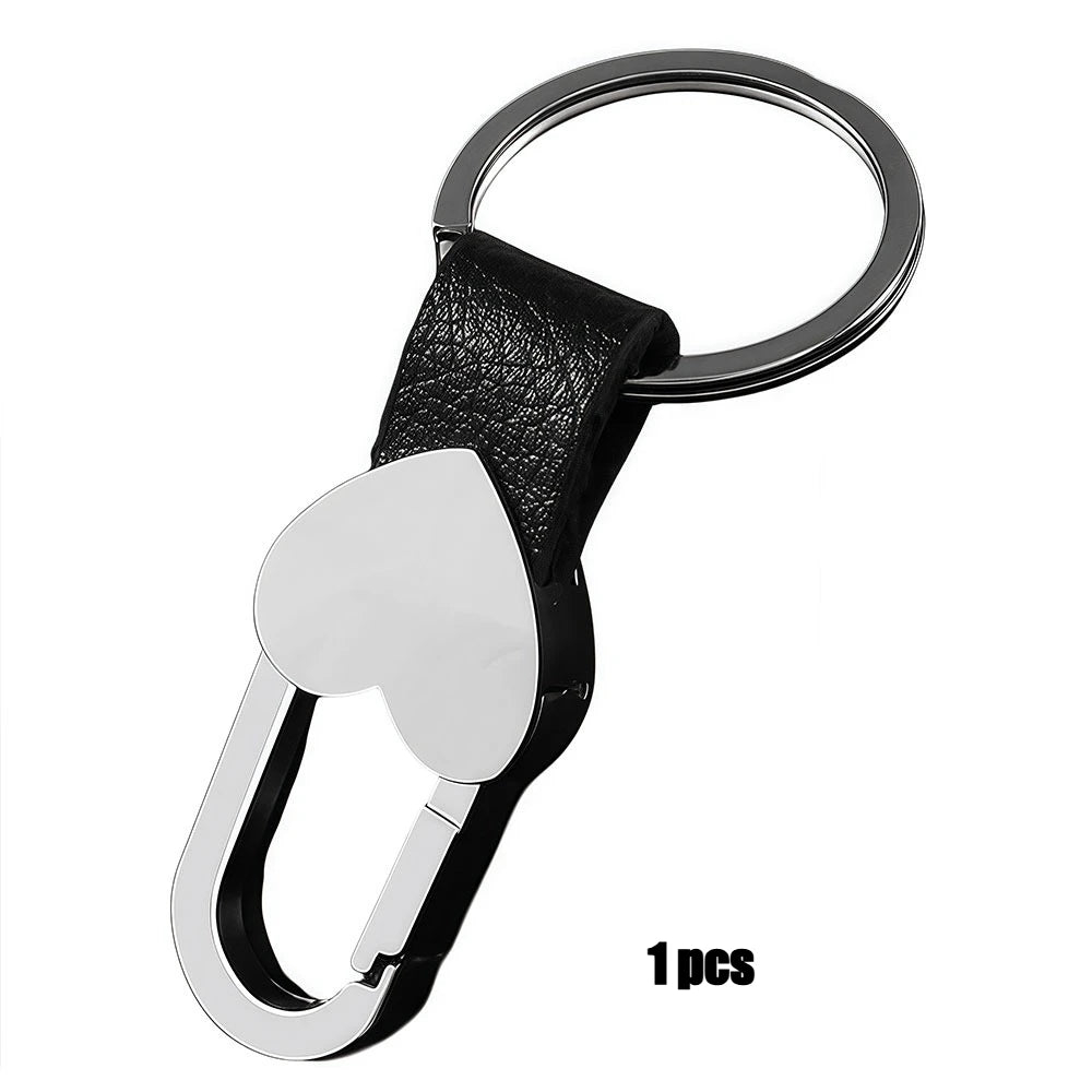 1/4PCS Personalized Leather Splicing Waist Hanging Car Keychain Metal Key Ring Chain Motorcycle Keyring Accessories for Man Gift