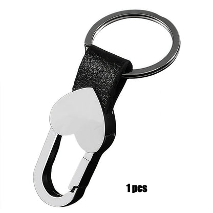 1/4PCS Personalized Leather Splicing Waist Hanging Car Keychain Metal Key Ring Chain Motorcycle Keyring Accessories for Man Gift