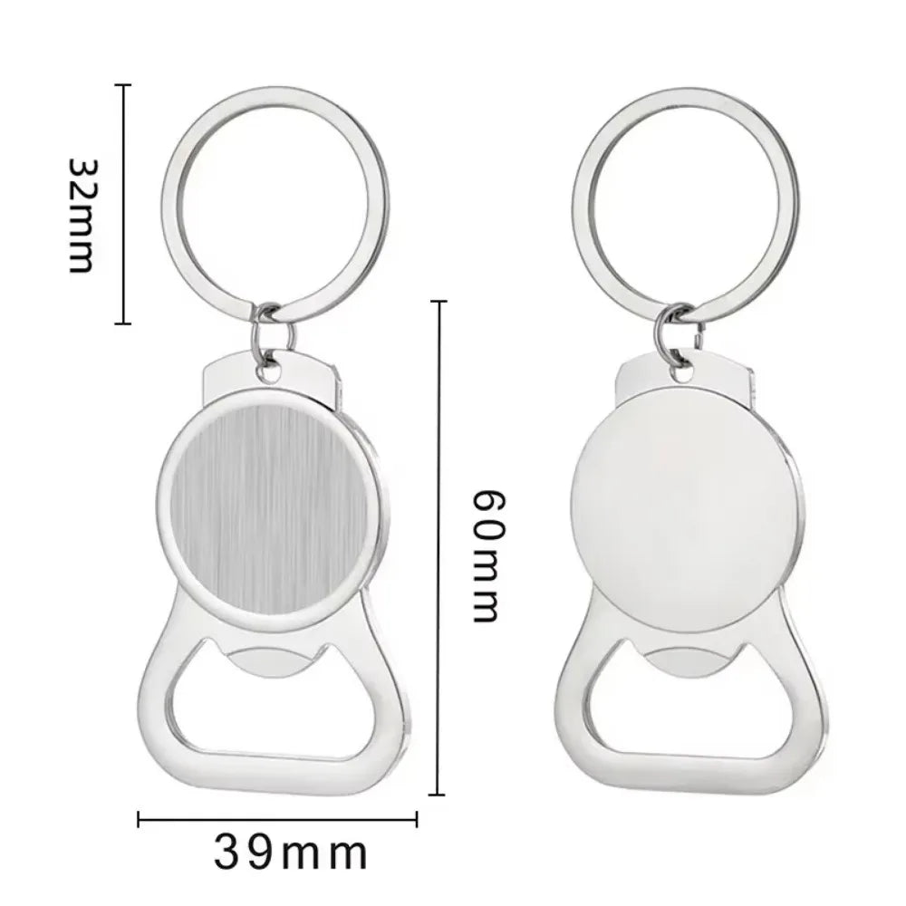 Creative Custom Laser Logo Name Keyring Metal Beer Bottle Opener Keychain Practical Printing Activity Bar Ad Key Ring Chain Gift