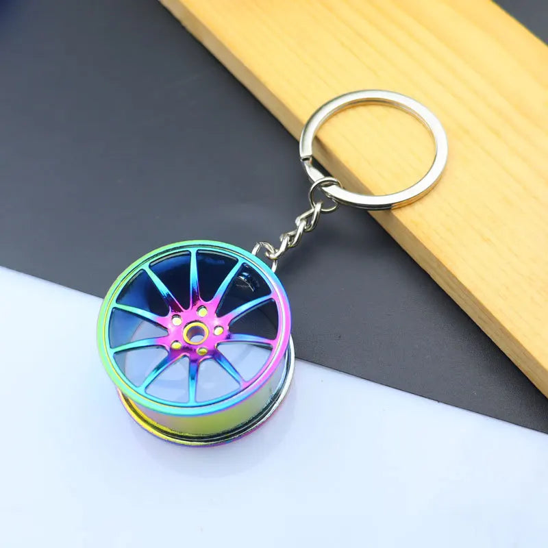 Creative Metal Mini Auto Parts Car Wheel Keychain Auto Enthusiast Keyring Accessories Key Ring Chain for Men Woman Lover Gift